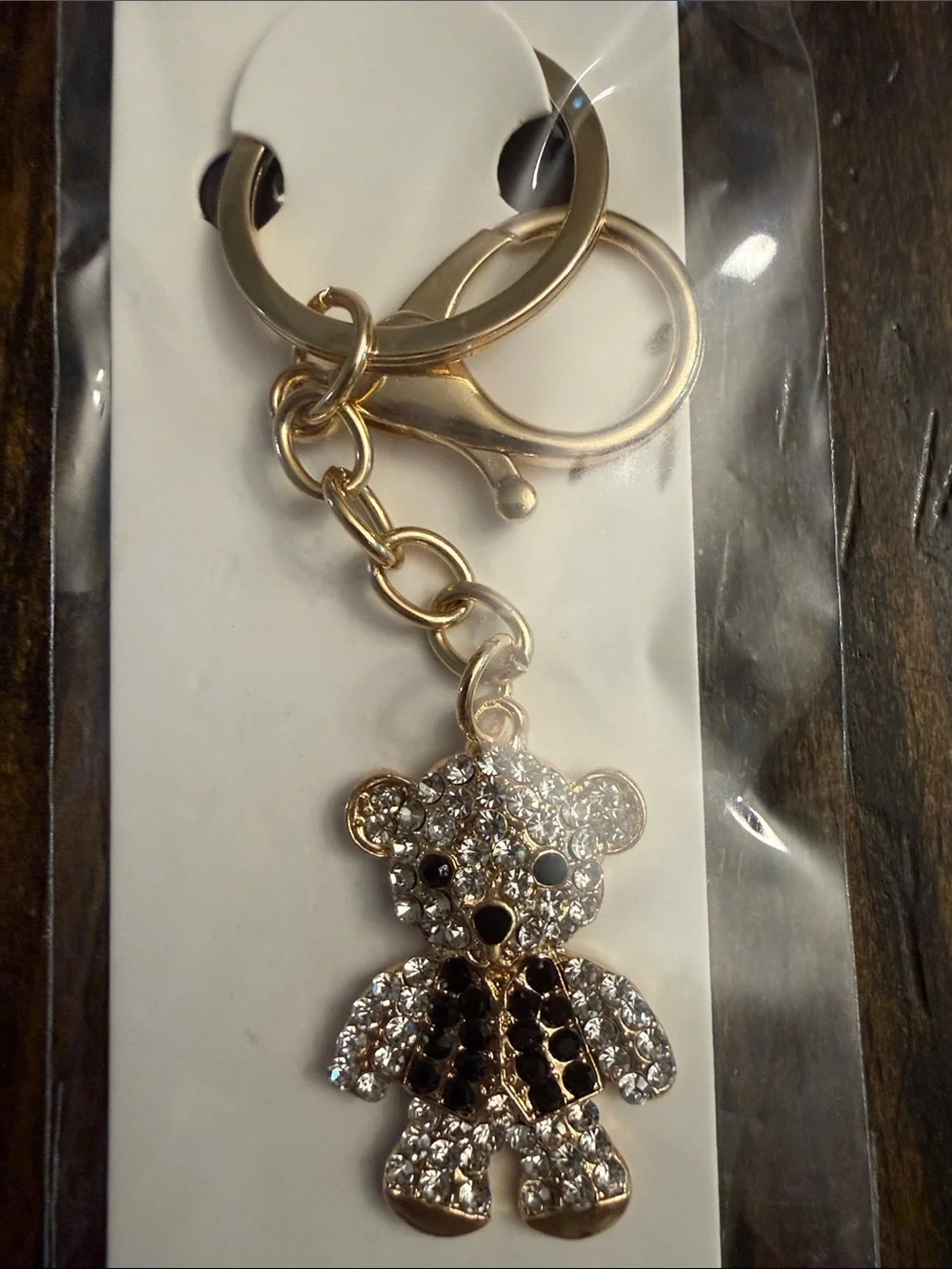 ItGirl Gold-tone Rhinestone Vested Teddy Bear Keychain/Charm
